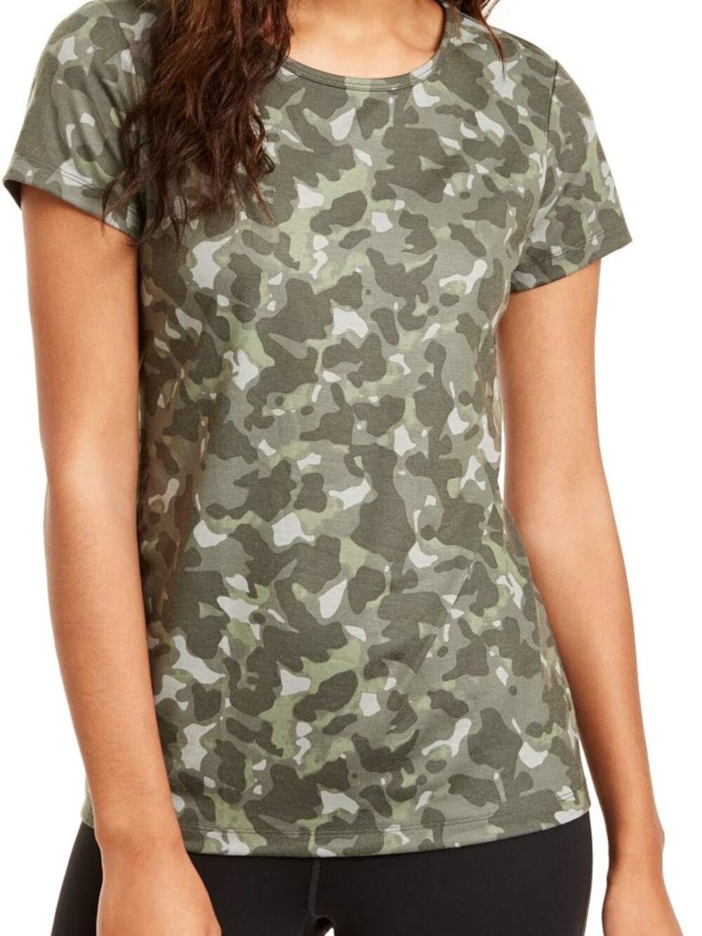 Ideology Womens Activewear Camo T-Shirt